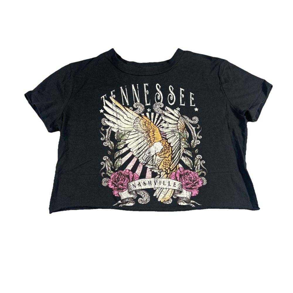 Orginality Black Nashville Tennessee Cropped Tshirt XS Short Sleeve Regular Fit
